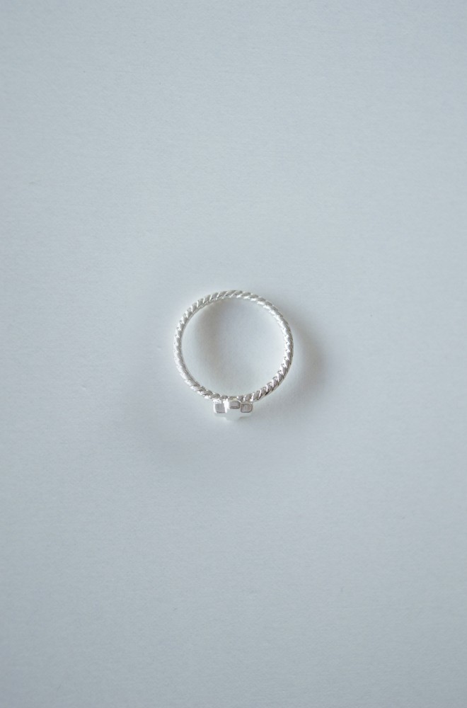 square cross on delicate twist ring